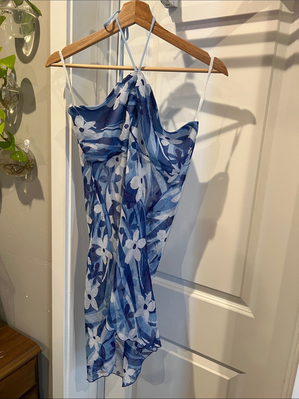 TRY Blue Floral Halter Tank